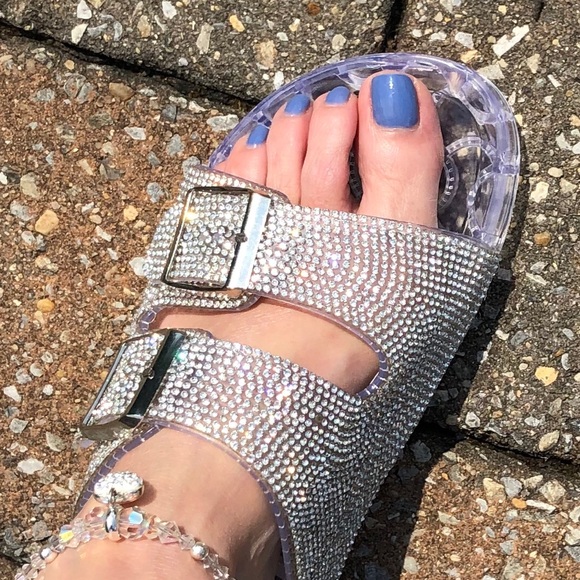 Other - Clear jelly rhinestone slip in sandals!